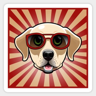 Puppy Wearing Red Sunglasses Labrador Retriever Sticker